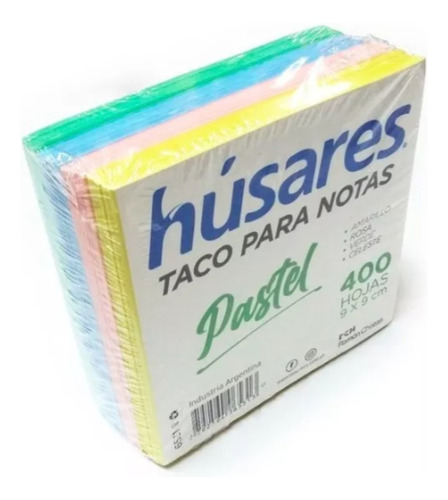 20 Taco Para Notas Pastel Husares 9 X 9 Cm 400 Hojas - 6531