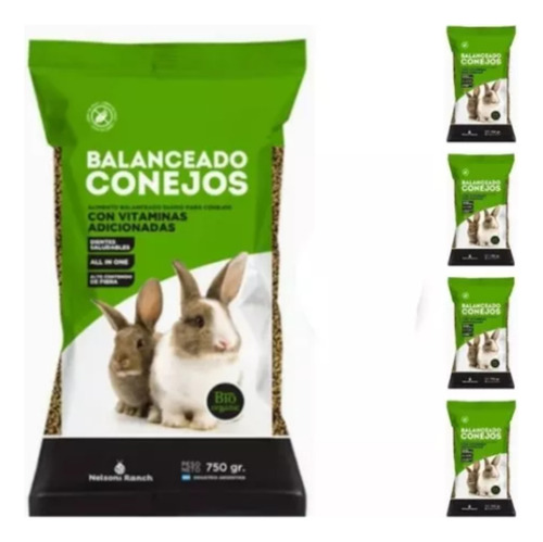 Alimento Balanceado Conejo Nelsoni Ranch X750g X 5 Unidades