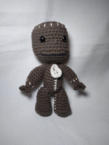 Imagen 2 de 4 de Amigurumi Sackboy, A Crochet, En Algodón 14 Cms