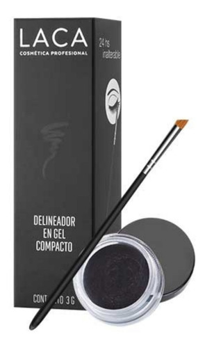 Delineador En Gel Compacto De Ojos Y Perfilar Cejas Laca Color Negro Efecto Larga duración