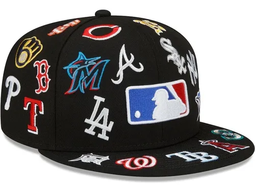 Gorra New Era Mlb Logos Liga Completa Allover 59fity Env o gratis