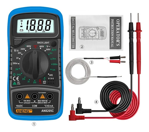Multímetro digital profesional An8205c Temperatura