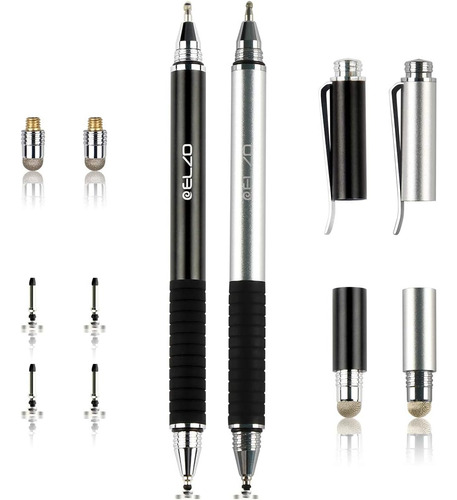 Elzo Elegante Stylus 3 En 1  Negro&plateado Paquete De 2