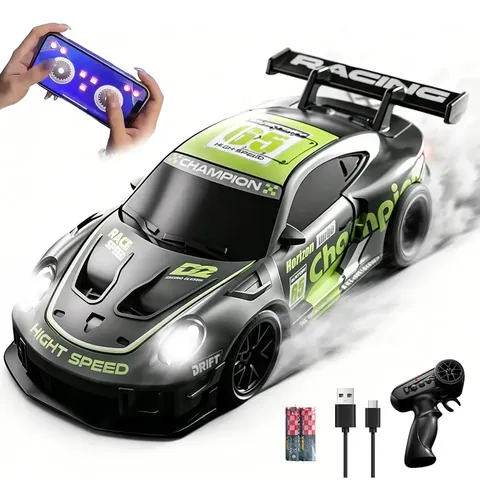 Coche Drift RC 1:20 4x4 De Alta Velocidad - Auto A Control Remoto Con Luces, 2 Juegos De Llantas Y Batería Recargable Para Niños Y Adultos