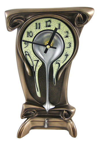 Art Nouveau 11 1/4 Alto Bronce Reloj De Mesa De Fusion