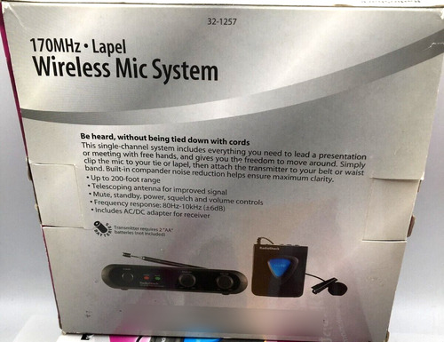 Radio Shack Lot Of 2 Wireless Mic System 170mhz Lapel 32 Aac