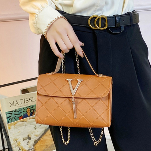 Bolso De Hombro Con Borlas En Forma De V Estampado A Cuadros