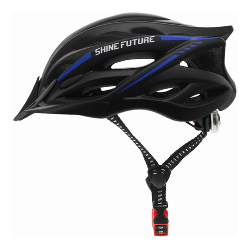 Cascos De Bicicleta Adulto Ciclismo Con Luz De Advertencia Color Azul Talla L 58-61cm