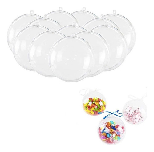 A A 20 Esferas Transparentes Decorativas Navidad Plastico 8