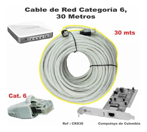 Imagen 2 de 6 de Patch Cord Rj-45 Cat. 6 T-568b 30 M Ref: Crs30 Computoys Sas