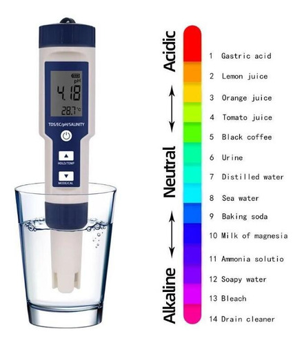 Probador De Agua Ph/tds/ec/temperatura/salinidad