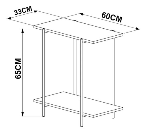 Mesa De Canto Tube 2 Prateleiras Vermont/preto Artesano 27869 VMT.DP
