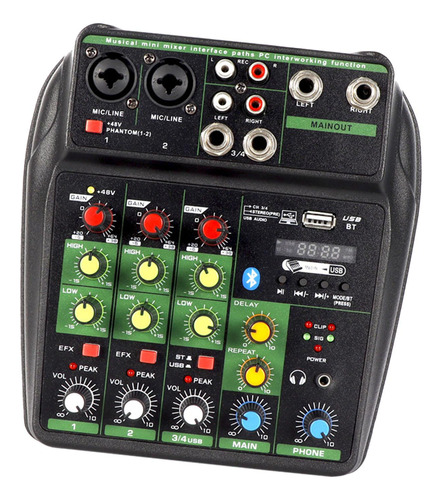 Mezclador De Audio De 4 Canales Consola De Mezcla De Verde