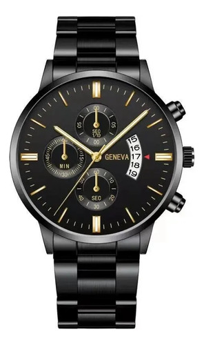 Reloj Geneva En Acero Inoxidable Color Negro Mate