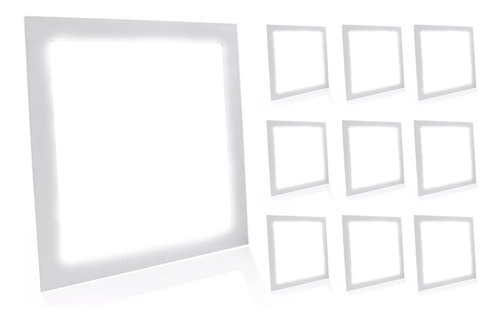 Kit 10 Painel Plafon Led 18w Embutir Quadrado Luminária Slim