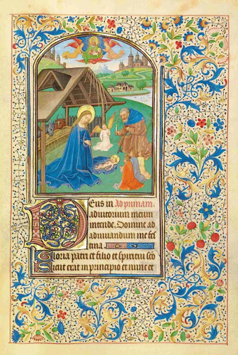 Lienzo Canva Arte Sacro Manuscrito Iluminado Natividad 80x50
