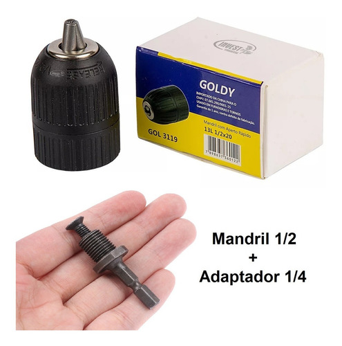 Mandril Aperto Rapido 1/2 De 1.5-13mm + Adaptador De 1/4