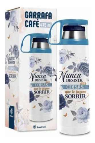 Termo BrasFoot Neo Garrafa Térmica 500mL azul-claro