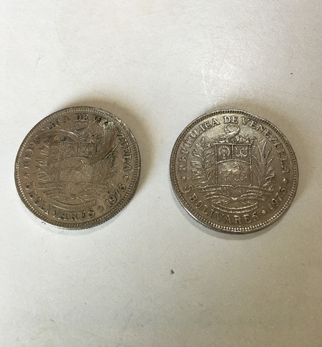 Monedas De 5 Bolivar ( 2 Monedas ) Año 1973 ** No Envios **