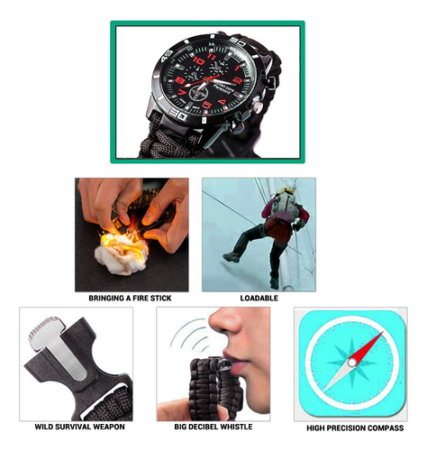 Reloj De Supervivencia Al Aire Libre, Pulsera Multifuncional