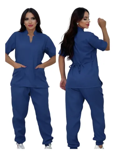 Pijama Cirúrgico Acinturado Clínica Scrub Oxford Gola Padre