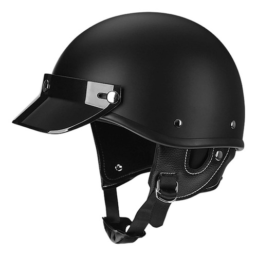 Casco De Moto, Casco De Media Capucha, Negro Mate L