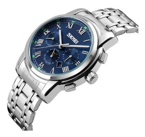 Relógio Skmei 9121 Masculino Quartz Visor Azul Claro Belo