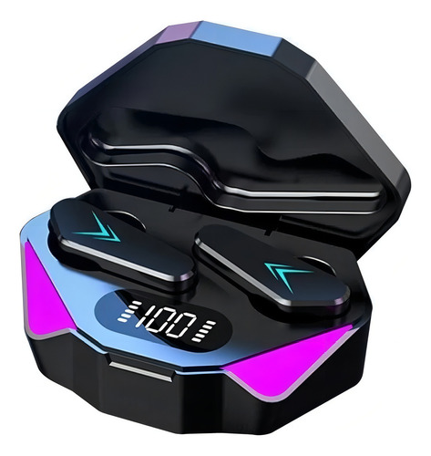 Fones De Ouvido Gamer X15 Sem Fio Bluetooth 5.0 X15 Headset Cor Preto Luz Lilás Preto