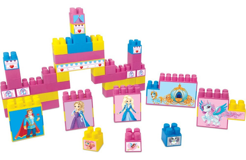 48 Blocos De Montar Infantil Princesa Brinquedo Pedagógico