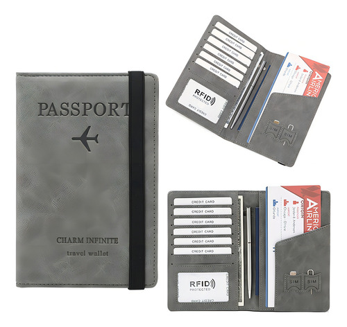 Identificación de la Cartera del Titular del Pasaporte Rfid Color Gris