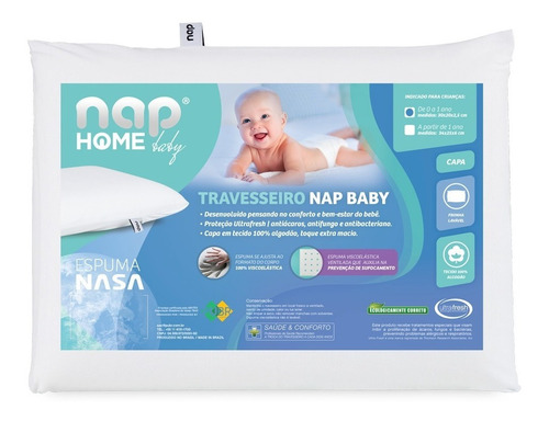 Travesseiro Nasa Nap Baby Rn Branco Viscoelástico