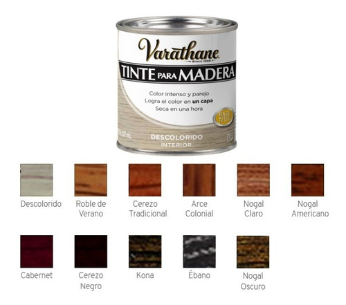Imagen 4 de 5 de Tinte Para Madera Varathane Color Intenso Seca En 1 H 946 Ml