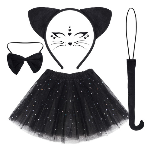Disfraz De Gato Negro Dxhycc Para Niñas Y Niños, Incluye Dia