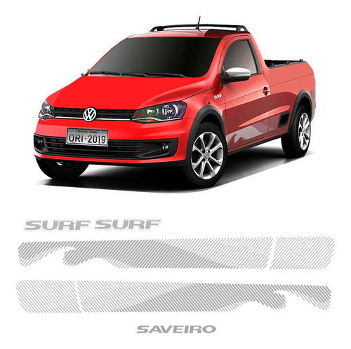 Kit Faixa Adesivo Saveiro Surf 2015/2016 Volkswagen Prata