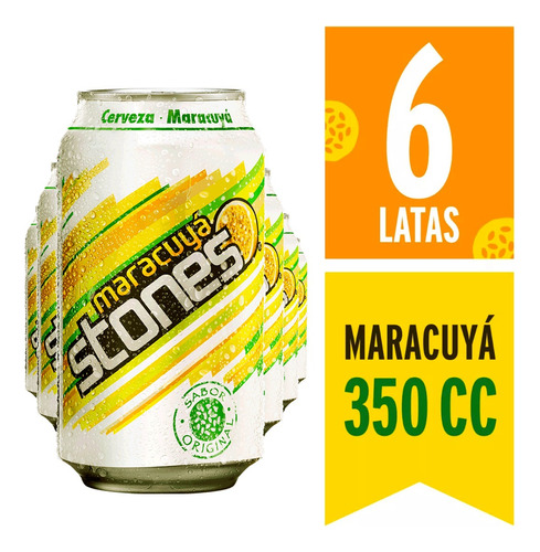 Pack 6 Cerveza Maracuyá Stones Lata 350cc