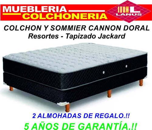 Sommier Cannon Resortes Doral 2 1/2 plazas de 190cmx140cm negro y blanco