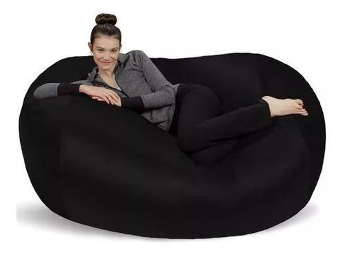 Puff Gigante Sillón Individual Tipo Sofa Negro 121 X 182 Cm