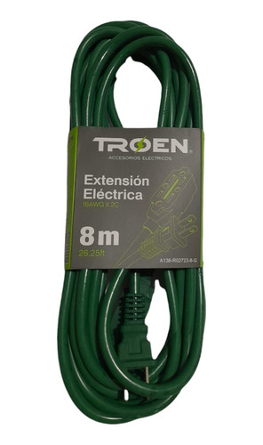 Extensión Eléctrica 2*16 8mts Troen