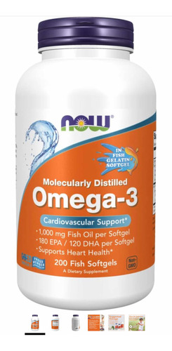 Omega-3 Fish Oil 200 Caps Gel 1,000 Mg