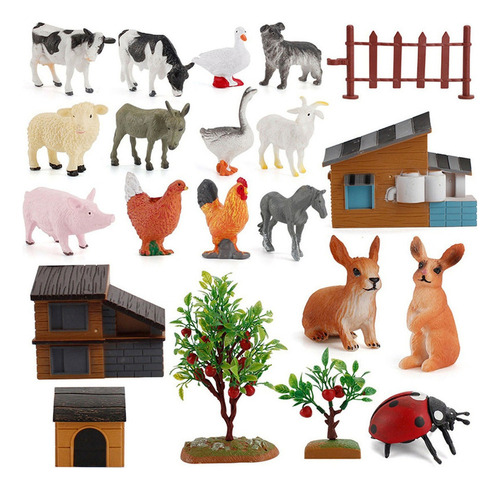 Vo El Set De 21 Animales De Granja De Unids Incluye Cercas