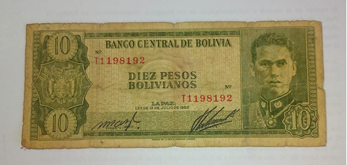 Billete De 10 Bolivianos-bolivia 1962 P.154 Fine