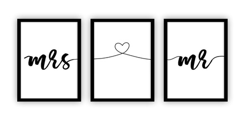 Quadros Decorativos Quarto Casal Frases Amor Coração Mrs Mr