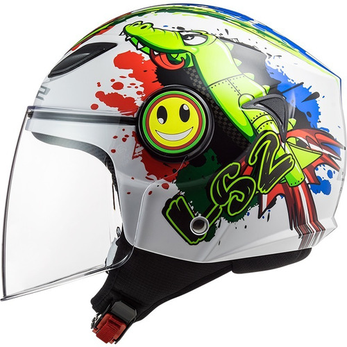 Casco Abierto Mini Ls2 Funny Croco  Blanco Junior 