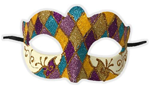 Argyle Glitter Half Mask Mardi Gras Masquerade Disfraz Acces