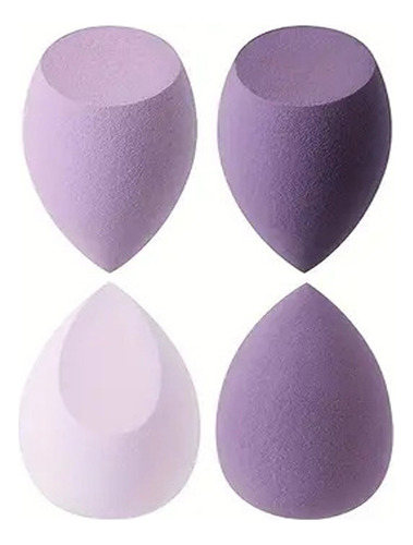 Esponjas Para Maquillaje 4 Pzs Bases Polvos Uso Seco Humedo Color Lavanda