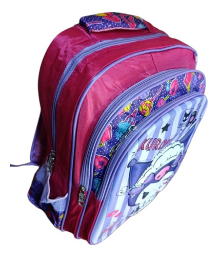 Kit Mochila Escolar Infantil Con Luz 3d Primaria 3pzas Kuromi Morada