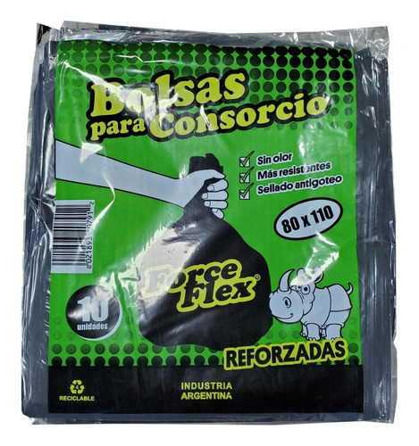 Bolsas Consorcio Negro Forceflex 80x110 Cm 30mx 10 Un 4 Pack