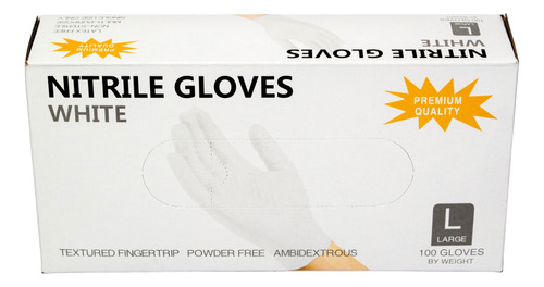 Guantes De Nitrilo Blanco 100 Unidades Talla L