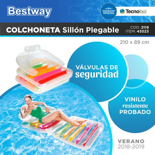 Colchoneta Sillon Inflable Bestway Plegable 2 En 1 Pileta