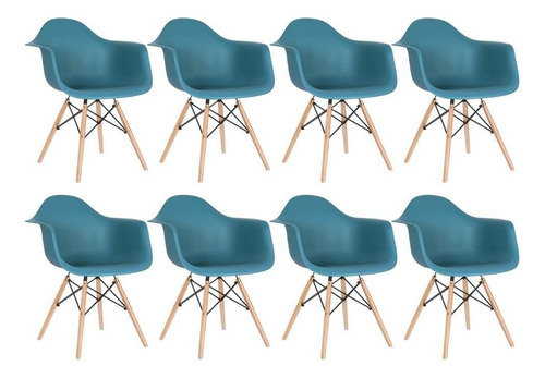 8 Cadeiras  Eames Wood Daw  Com Braços Cozinha Cores Estrutura Da Cadeira Turquesa